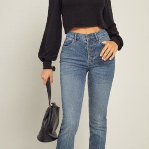 Reformation Liza ButtonFly High Rise Straight Jean